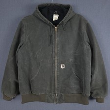 Carhartt Hooded Jacket Quilt Lined Mens XL J130 MOS Moss Green Vintage Zip Up