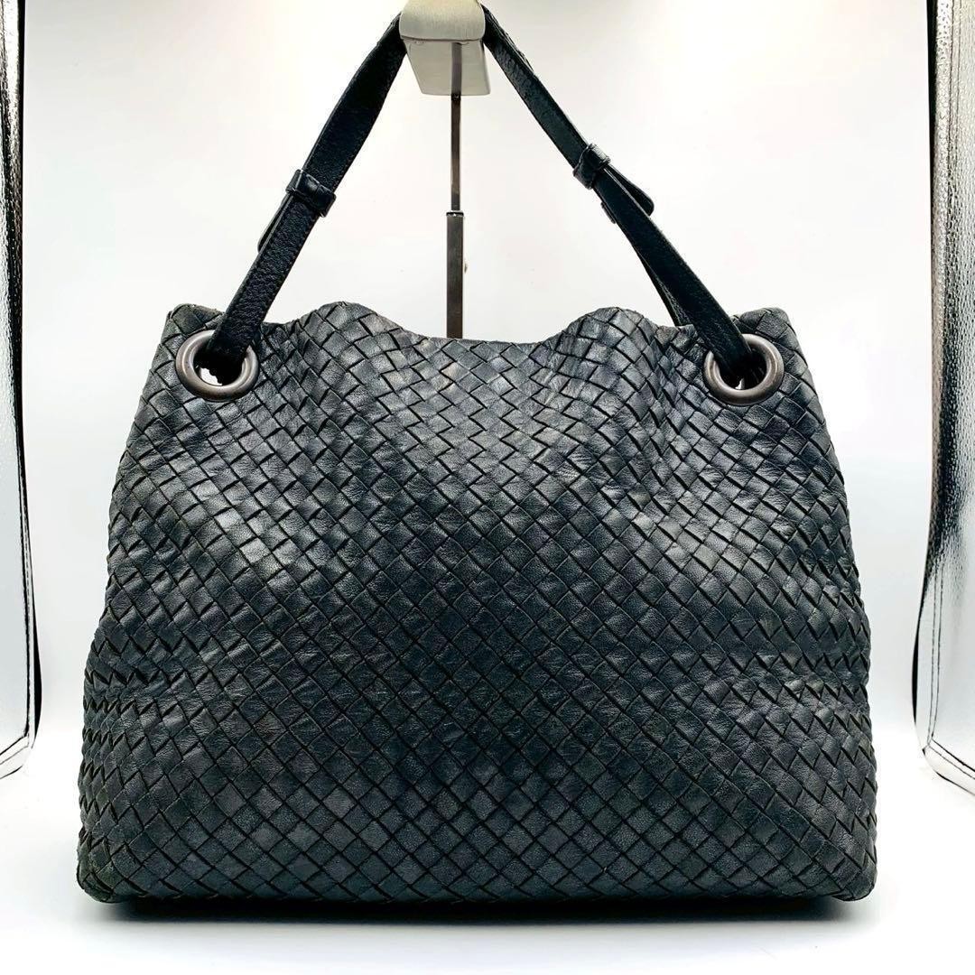 Bottega Veneta Garda Large Intrecciato Leather Tote Shoulder Bag Black Authentic