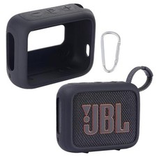 for JBL Go 4 Waterproof Bluetooth Speaker Silicone Cover, Portable Black Case