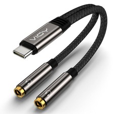 USB C to Dual 3.5mm Headphone Splitter, Hi-Res 16bit/48khz - Share Music