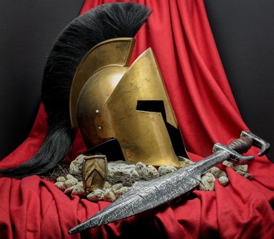Spartaner Set 300 Leonidas Helm Schwert Brosche Umhang Deko Cosplay LARP