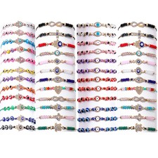 48 Pcs Evil Eye Bracelets Mexican Bracelets Hamsa Bracelet Set Protection Mal...