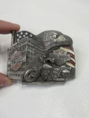 Harley Davidson Gürtelschnalle Freedom Protector Flag Eagle RARE 1993 Baron USA