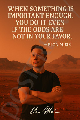 Elon Musk ''Do It Even If the Odds Are Against You''   18 x 12 Poster