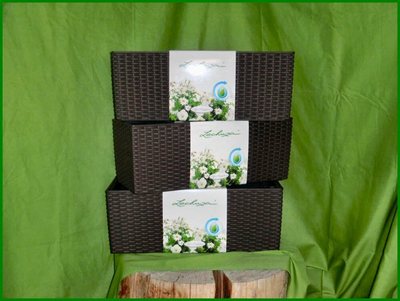 3x(a 38,80 /St) Pflanzgefäße Lechuza BALCONERA Cottage 80 mokka Komplettsets