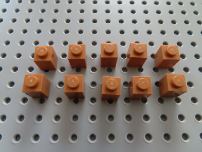 Lego 10 x Stein hoch Baustein Basic 3005 1x1 medium nougat