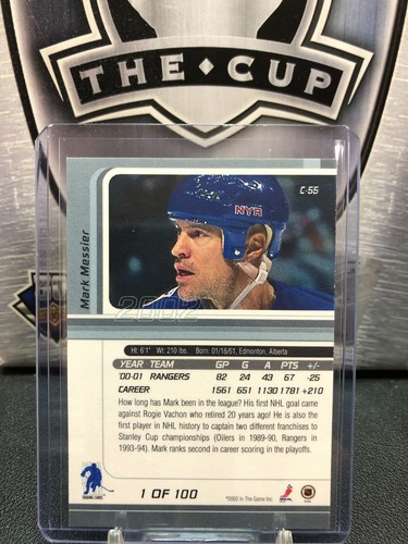 2001-02 BAP Signature Series Certified 100 #C55 Mark Messier /100 - Picture 2 of 2