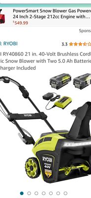 Brand new 40 V 21 Ryobi Brushless snowblower kit whisper Kit - Main Image