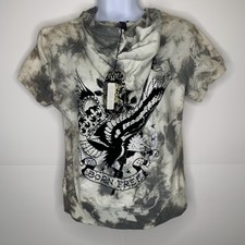 Platinum Plush Tie Dye Crowned Hawk Design Hooded Crop Jacket Womens Size M