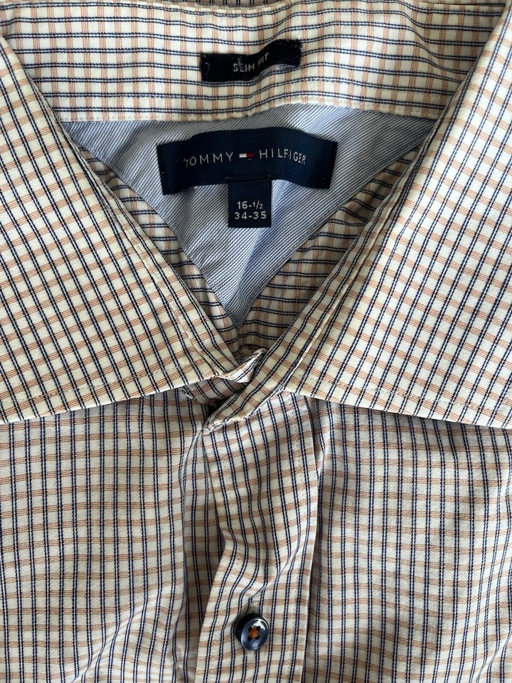 Tommy Hilfiger Men's Slim Fit Checkered Dress Shirt Size Large eBay