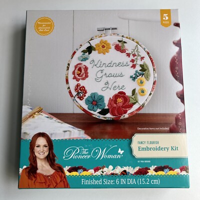 The Pioneer Woman Fancy Flourish Floral Needlecraft Kit Kindness Grows Here