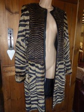 Joseph Animal Tiger Detail Rabbit Fur Coat Sz 38, Uk 8-10