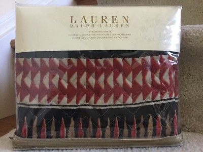NIP RALPH LAUREN HERITAGE BATI BROWN MULTI QUILTED STANDARD SHAM $130