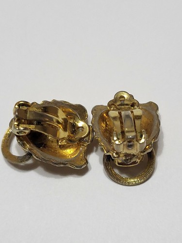 Coppia di orecchini vintage Mimi Di N LION tono oro clip-on battente porta - Foto 3 di 9