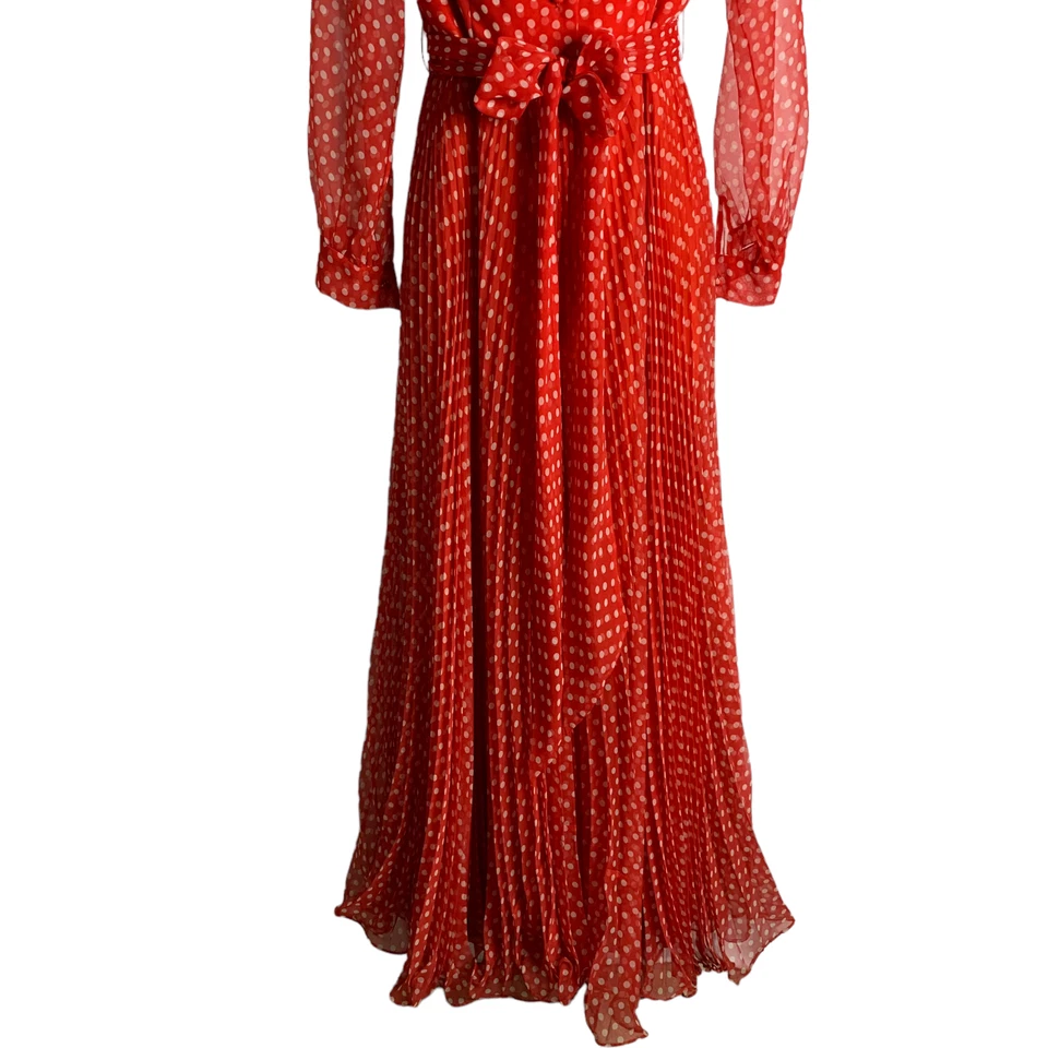 Mono de Gasa Jack Bryan Vintage Años 60 S Rojo Lunares Acordeón Plisados Groovy Foto 3 de 4