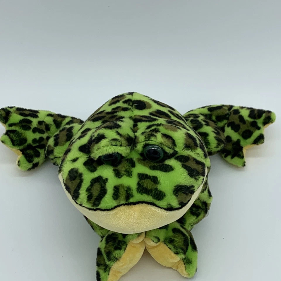 Webkinz Frog Plush Green & Yellow  With Spots Bullfrog Stuffed Animal 8” NO CODE - Image 4 of 4