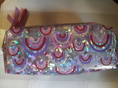 Pen + Gear: Rainbow Icon Pencil Pouch/Case ~ Pink, Purple, Red ~ Ribbons ~ NEW