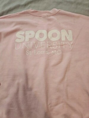 Gildan Sweatshirt Womens Medium Pink Crew Neck Spoon University St Louis Graphic