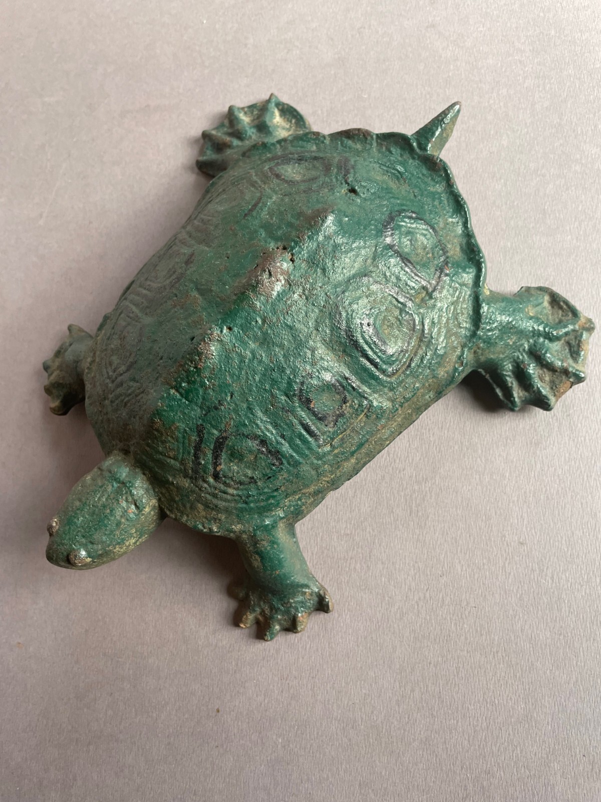 antique Wilton cast iron snapping turtle large 9" doorstop old paint eBay