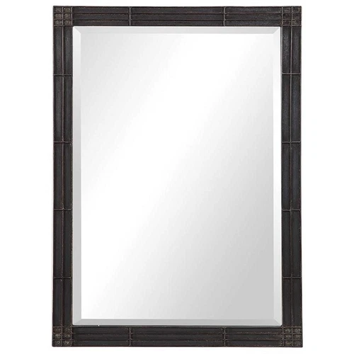 Uttermost Gower Iron and MDF Wood Decorative Mirror in Rustic Aged Black - Picture 1 of 7
