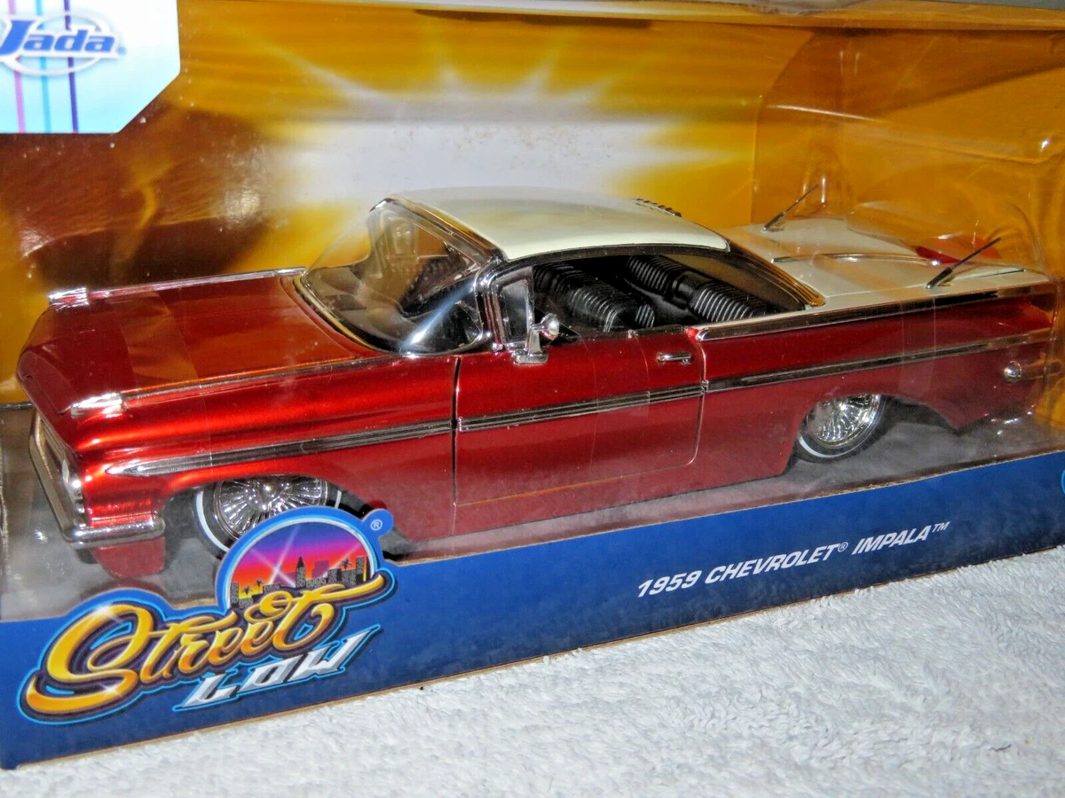 1959 CHEVY IMPALA STREET LOW JADA 1:24 OPENING HOOD, DOORS & TRUNK, WIRE WHEELS