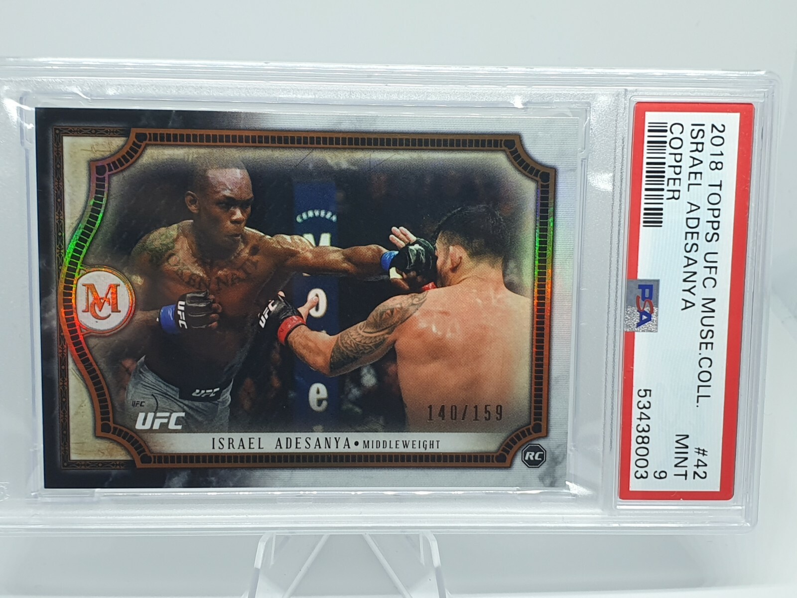 Israel Adesanya RC 2018 Topps UFC Museum Collection ROOKIE COPPER #140/159 PSA 9