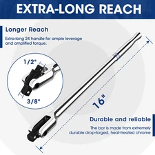 WORKPRO Dual Drive Heavy Duty Breaker Bar 16-inch Length 360° Rotatable Head