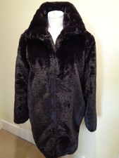 Wallis Aubergine Faux Fur Coat With Pockets - Size Medium