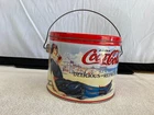 Vintage Coca Cola Tin Bucket/Cookie Pail with Handle