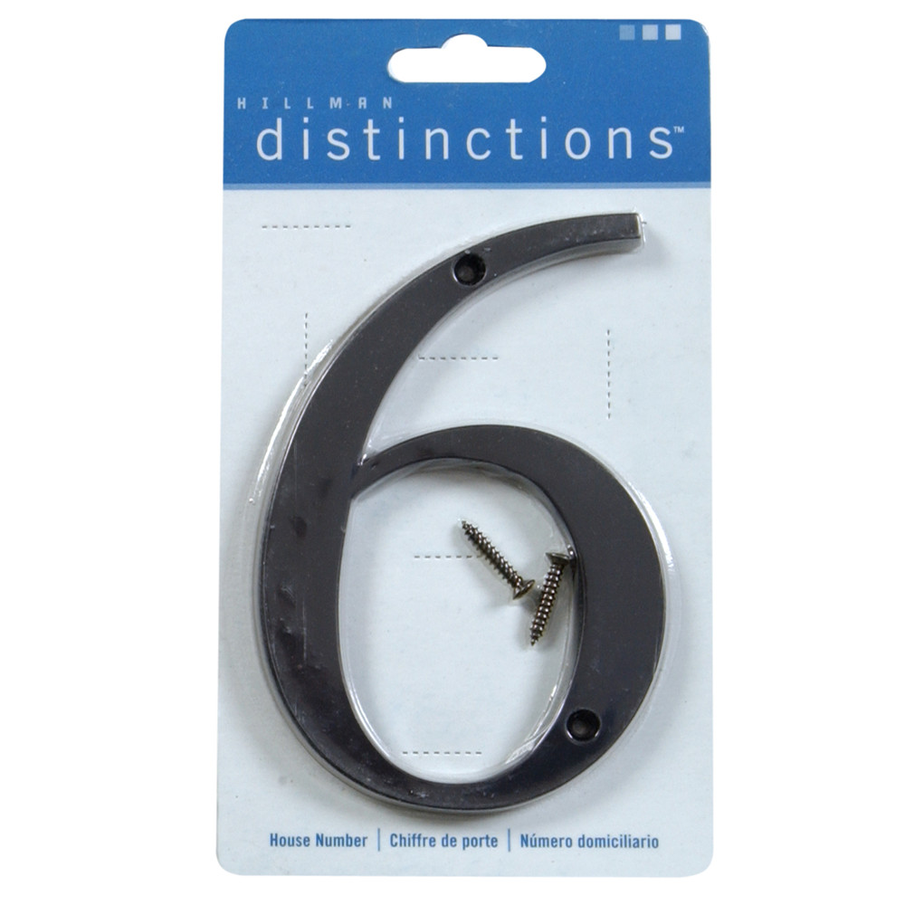 Hillman Distinctions 4-In. Flush Mount Black House Number 6 843146
