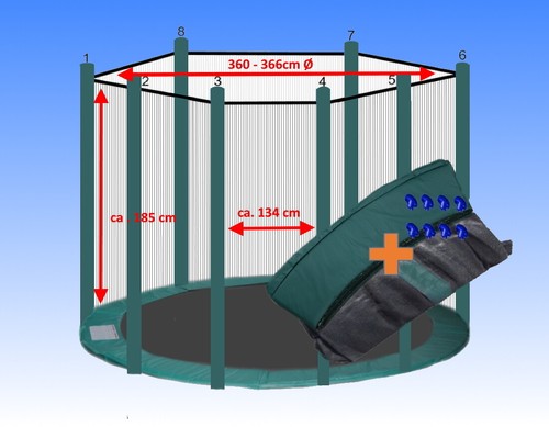 Piezas de repuesto para trampolín Ø244 305 366 396 430 457 cubierta borde red de seguridad - Imagen 208 de 242
