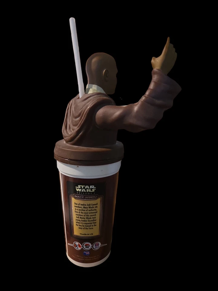 Mace Windu Star Wars Ep 1 Taza Topper Pizza Hut Taco Bell KFC 1999 Con Pajita Foto 2 de 3