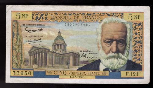 1964 France 5 Francs P#141a Victor Hugo (Nice) - 第 1/2 張圖片