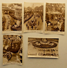 5 x Queen Elizabeth II Coronation Procession 1953 sepia postcards Raphael Tuck