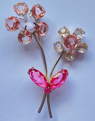 Broche Vintage En Métal Rose – Occasion
