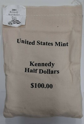 2001-P&D Kennedy Half Dollar $100 Mint Sealed Bag - 200 BU Coins | eBay