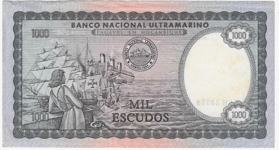 MOZAMBIQUE 1000 ESCUDOS 1972 PICK 112 Small Edge Tear top right EF - Image 2 of 2
