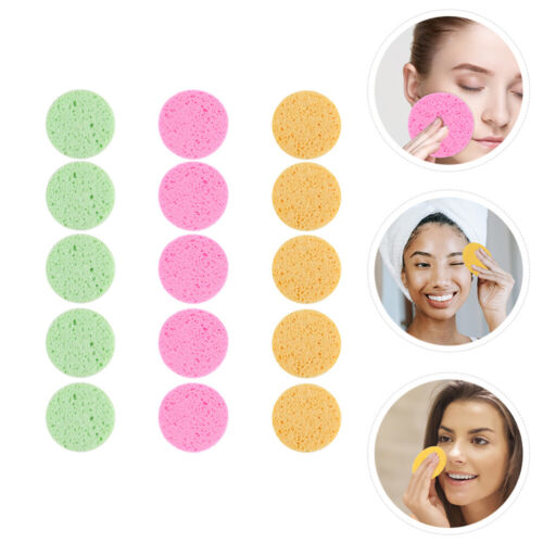  15 Pcs Wood Pulp Cotton Sponge Woman Cosmetic Puffs Cleaning - Picture 1 of 12