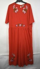 ASOS Womens Orange Floral Embroidered Short Sleeve Back Zip Casual Midi Dress 18