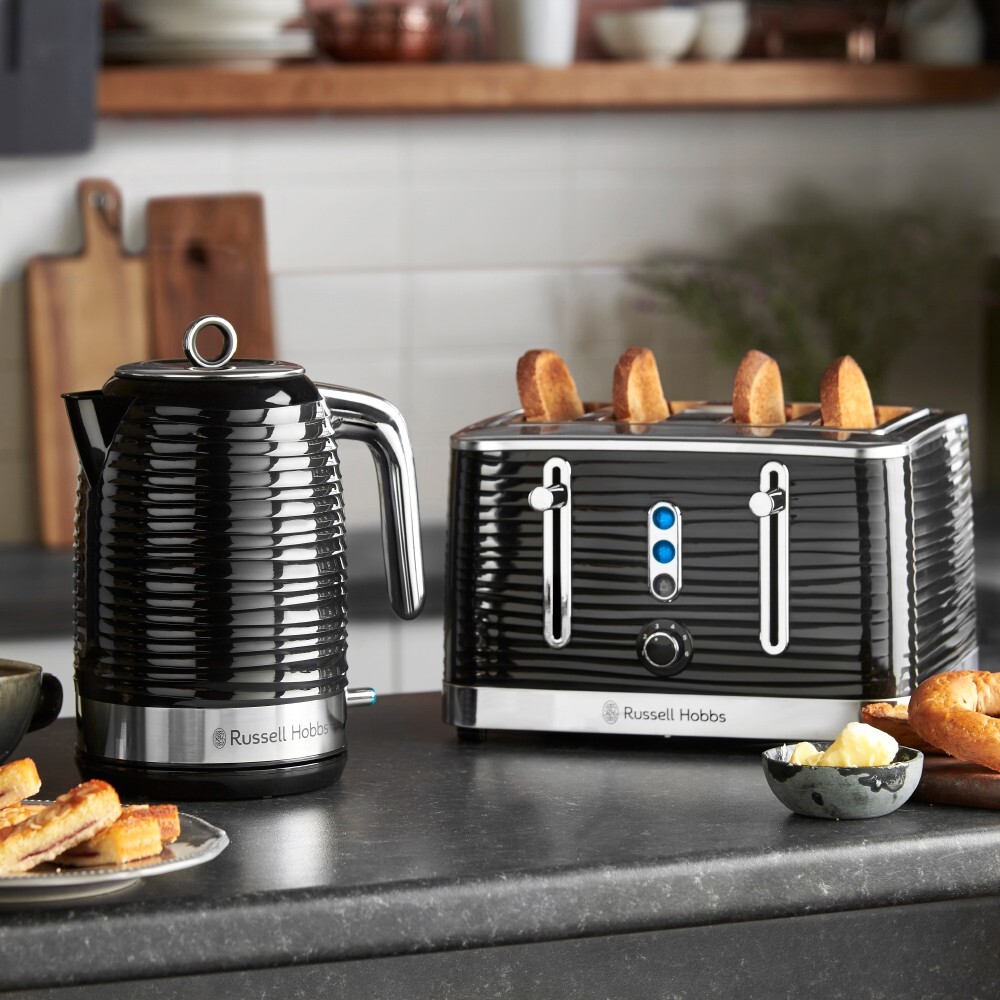 Russell Hobbs Inspire Black Jug Kettle, Slice Toaster