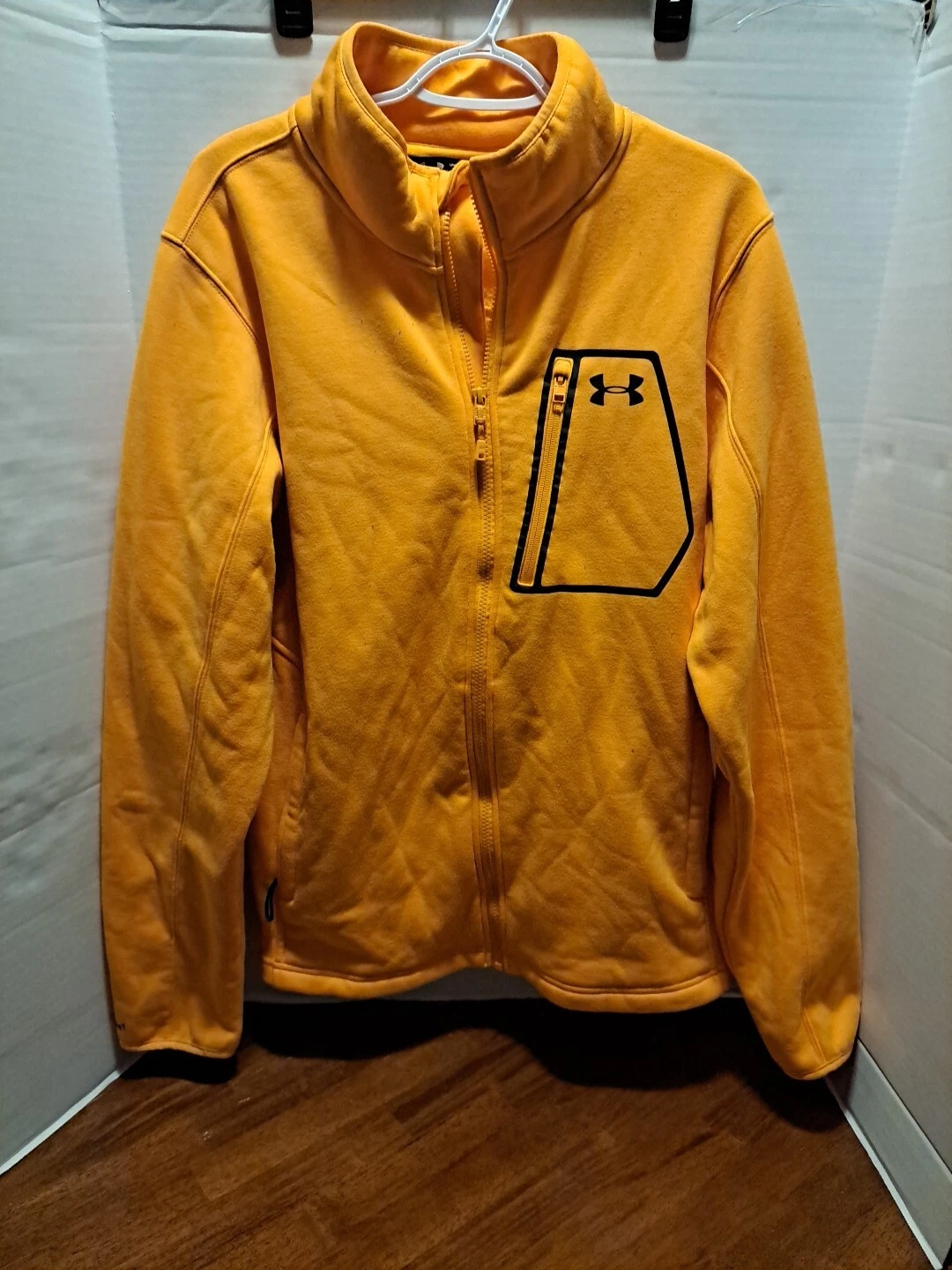 Under Armour Mens Cold Gear Soft Shell Fleece Full Zip Jacket Orange Large
