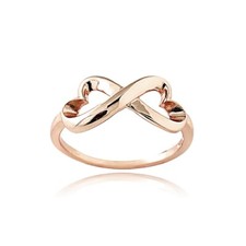 Rose Gold Flashed Sterling Silver Infinity Heart Polished Ring, Size 8
