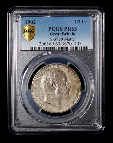 PCGS PR63 1902 Great Britain Edward VII Half Crown Silver Matte Proof - Picture 3 of 4