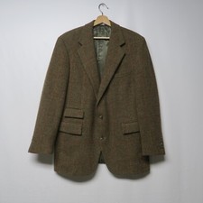 Vintage Polo Ralph Lauren Wool Blazer Brown Red Herringbone Checkered 42 R EUC