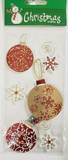 CHRISTMAS Paper Crafts DESIGNER ORNAMENTS 3D Stickers - 6 pcs