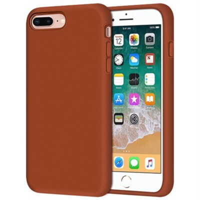Liquid Silicone Gel Rubber Shockproof Case Cover BROWN for iPhone 7 Plus, 8 Plus
