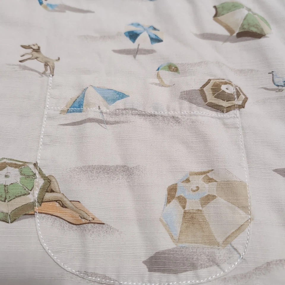 Tommy Bahama 2XL Rare Silk Hawaiian Camp Shirt Beach Umbrella Dog Allover Print - Image 4 of 4
