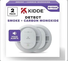 (2) Kidde Smoke & Carbon Monoxide Detector 30CUD10-V 10yr Battery VOICE ALERTS