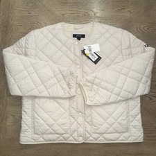 Polo RLX Woven Quilted Button Up Jacket White SIZE L 646-N