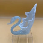 VINTAGE Hand Blown Murano Style Glass Swan Light Blue/White Swirl Trinket Dish